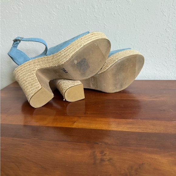 Sun + Stone Light Blue SS Fey Espadrille Strappy Chunky Heel Womens 9.5 Coquette - Picture 8 of 8